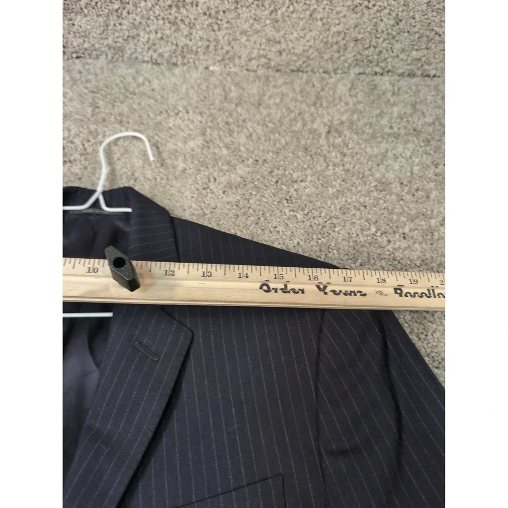 Ralph Lauren Black Label Mens Navy Blue Pinstripe Blazer Sport Coat Italy Sz 40R